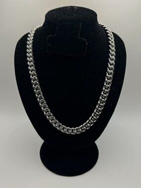 Real Silver Cuban Link 10mm 22 Inch Mens Plated Drip Miami Solid Heavy Chain